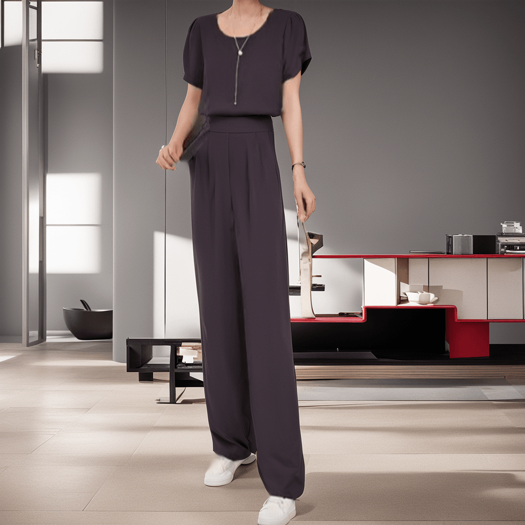 NALEDI Set with Tie-Front Blouse and High-Waisted Pants | Chic & Stylish Outfit